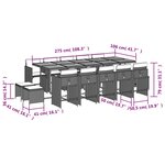 vidaXL Ensemble à manger de jardin et coussins 15 Pièces beige