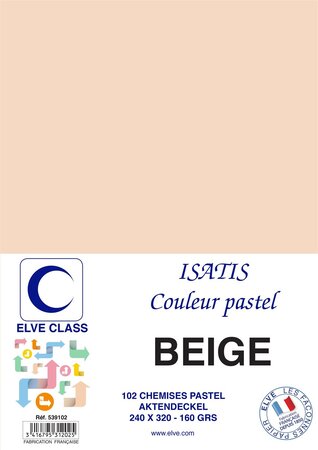 Pqt de 102 Chemises 160 g 240 x 320 mm ISATIS Coloris Pastel Beige ELVE