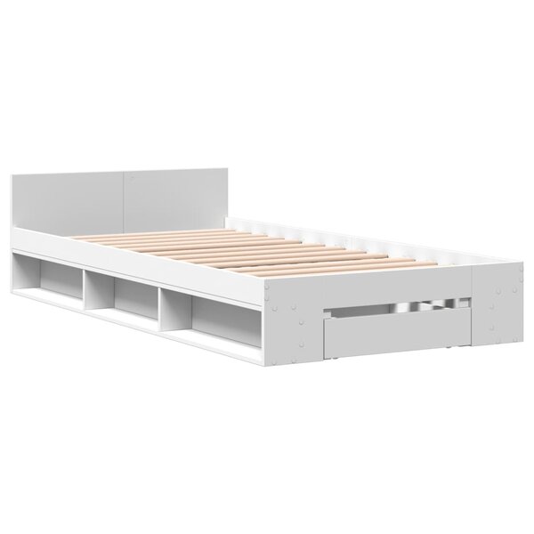 vidaXL Cadre de lit avec tiroir blanc 75x190 cm bois d'ingénierie