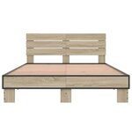 vidaXL Cadre de lit chêne sonoma 120x190 cm bois d'ingénierie et métal