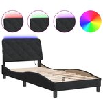 vidaXL Cadre de lit avec lumières LED noir 90x200 cm velours