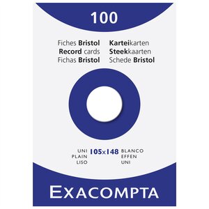 Étui de 100 fiches - bristol uni non perforé 105x148mm - Blanc x 10 EXACOMPTA