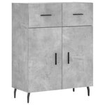 vidaXL Buffet gris béton 69 5x34x90 cm bois d'ingénierie