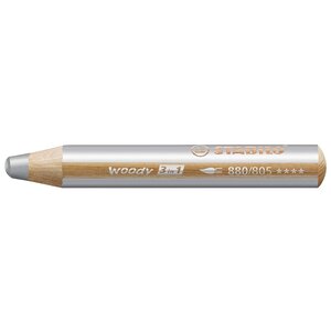 Crayon WOODY 3 en 1 Extra large Argent STABILO