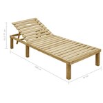 vidaXL Chaise longue avec coussin bordeaux Bois de pin imprégné