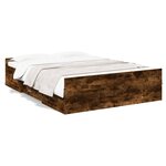 vidaXL Cadre de lit et tiroirs chêne fumé 140x190 cm bois d'ingénierie