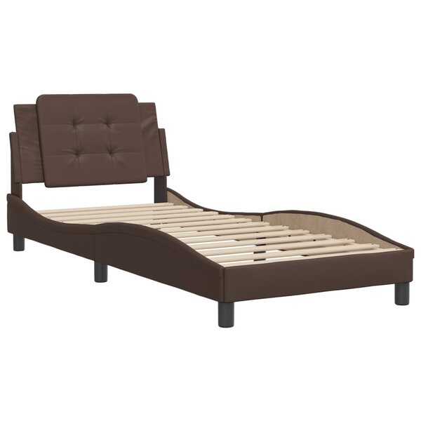 vidaXL Cadre de lit avec tête de lit marron 90x200 cm Similicuir