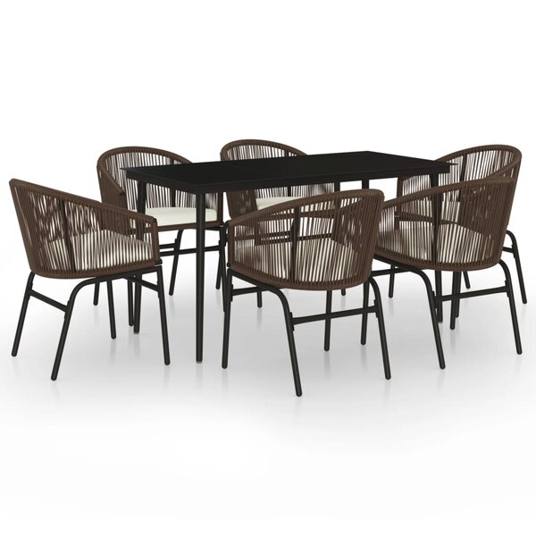 vidaXL Ensemble de salle à manger de jardin 7 Pièces Marron