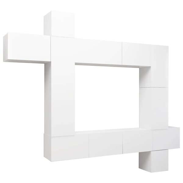 vidaXL Ensemble de meuble TV 9 Pièces Blanc Bois d'ingénierie