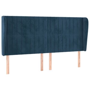 vidaXL Tête de lit avec oreilles Bleu foncé 183x23x118/128 cm Velours