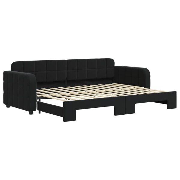 vidaXL Lit de jour avec lit gigogne noir 80x200 cm velours