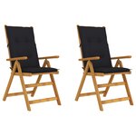 vidaXL Chaises inclinables de jardin 2 Pièces avec coussins Bois d'acacia