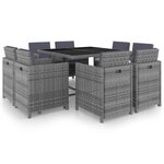 vidaXL Ensemble à manger d'extérieur avec coussins 9Pièces résine tressée