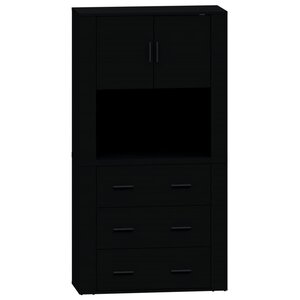 vidaXL Buffet haut Noir Bois d'ingénierie