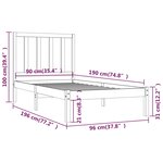 vidaXL Cadre de lit bois de pin massif 90x190 cm simple