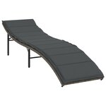 vidaXL Chaise longue avec coussin gris 55x199x50 cm résine tressée
