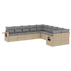 vidaXL Salon de jardin avec coussins 10 Pièces beige résine tressée