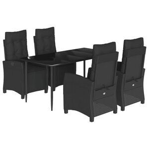 vidaXL Ensemble à manger de jardin coussins 5Pièces Noir Résine tressée