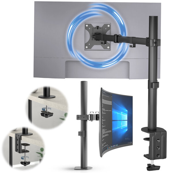 ACROPAQ Support Écran PC 13" à 32"- Bras Ecran Universel- Rotation 360°- Rehauseur ecran- Montage Rapide Épaisseur 10-88mm