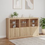 vidaXL Buffet avec lumières LED chêne sonoma 181 5x37x100 cm