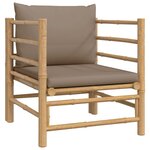 vidaXL Salon de jardin 6 Pièces avec coussins taupe bambou