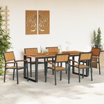 vidaXL Ensemble de salle à manger de jardin de 7 pièces en acier noir et bois d'acacia