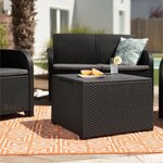 ALLIBERT by KETER - Salon de jardin SanRemo Storage 4 places - table basse coffre range-coussins - imitation rotin tressé - graphite