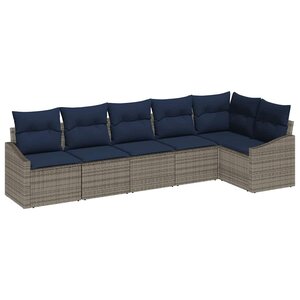 vidaXL Ensemble de canapé de jardin avec coussin 6 Pièces Gris et marine