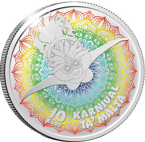 Pièce de monnaie en Argent 10 Euro g 28.28 Millésime 2024 MALTA CARNEVAL