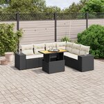 vidaXL Salon de jardin 7 Pièces avec coussins noir résine tressée