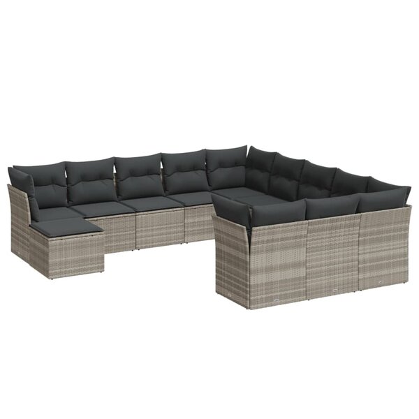 vidaXL Salon de jardin avec coussins 12 Pièces gris clair résine tressée