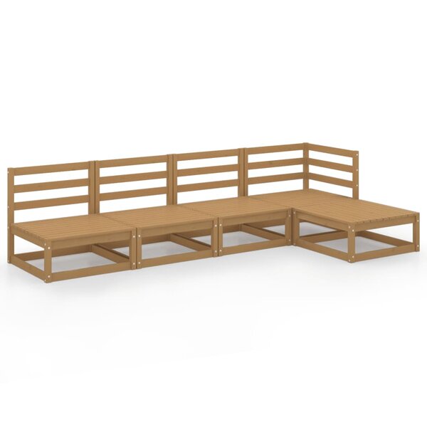 vidaXL Salon de jardin 5 Pièces marron miel bois de pin massif