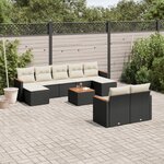 vidaXL Salon de jardin 10 Pièces avec coussins noir résine tressée