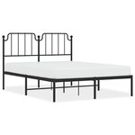 vidaXL Cadre de lit métal avec tête de lit noir 140x190 cm