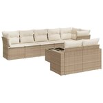 vidaXL Salon de jardin avec coussins 9 Pièces beige résine tressée