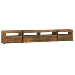 vidaXL Meuble TV avec lumières LED Chêne fumé 240x35x40 cm
