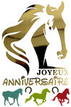69-7101 Carte Joyeux ANNIVERSAIRE Tête de Cheval en Or Doré Brillant et Enveloppe 12x17 5cm Fer à Cheval Porte-Bonheur équitation hippisme club hippique équestre étalon Jument Poulain Poney écurie box