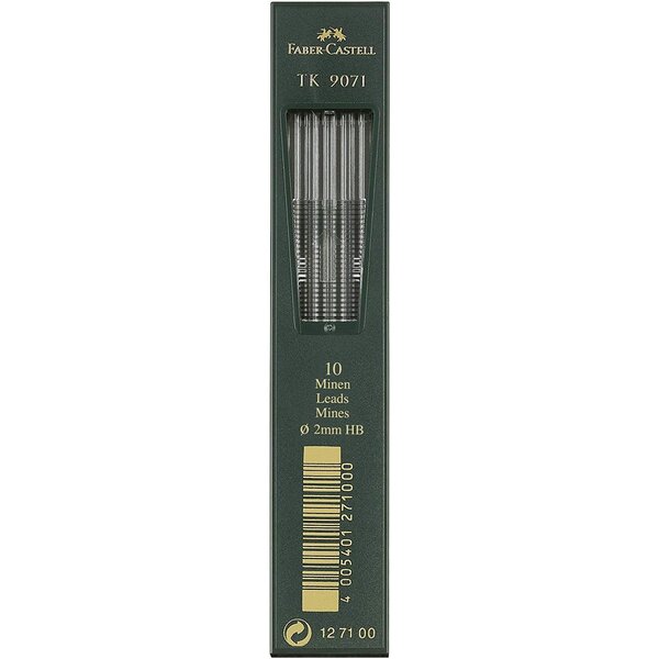Etui de 10 mines tk 9071 noir hb 2mm x 5 faber-castell