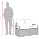 Canapé de jardin 2 places vidaXL avec rangement et coussins en poly rattan beige