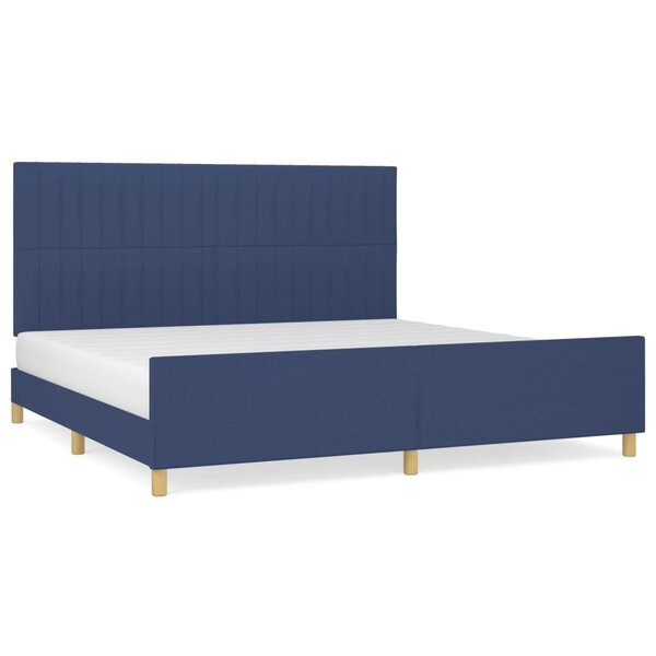 vidaXL Cadre de lit avec tête de lit Bleu 200 x 200 cm Tissu