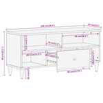 vidaXL Meuble TV 100x33x46 cm bois massif de manguier