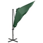 vidaXL Parasol déporté avec mât et lumières LED Vert 300 cm