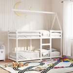vidaXL Lit superposé avec toit blanc 90x190 cm bois massif de pin
