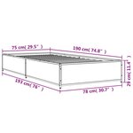 vidaXL Cadre de lit chêne marron 75x190 cm bois d'ingénierie et métal
