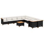 vidaXL Salon de jardin 11 Pièces avec coussins noir résine tressée