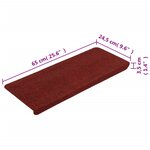 vidaXL Tapis d'escalier autocollants 15 Pièces 65x24 5x3 5 cm Rouge