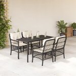 vidaXL Ensemble à manger de jardin coussins 5Pièces Noir Résine tressée