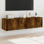 vidaXL Meubles TV muraux et lumières LED 2Pièces chêne fumé 60x35x31 cm
