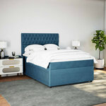 vidaXL Sommier à lattes de lit et matelas bleu 140x190 cm velours