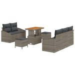Ensemble de 8 Canapés de Jardin avec Coussins Gris Poly Rotin Acacia